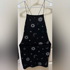 H&M Black Mini Dress with Silver Celestial Print